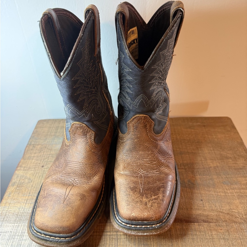 Rocky Boy Size 1 Two-Tone Leather Cowboy Boots